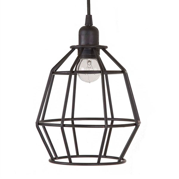 LUMINARIA COLGANTE JAULA OVALALADO NEGRO E27